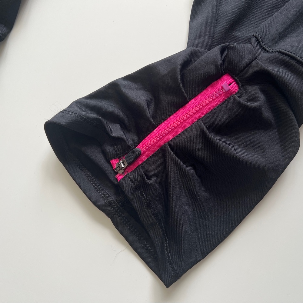 NWT U.S. Polo Assn Active Capri Leggings L Black Pink Workout Zip Hem - Picture 10 of 14